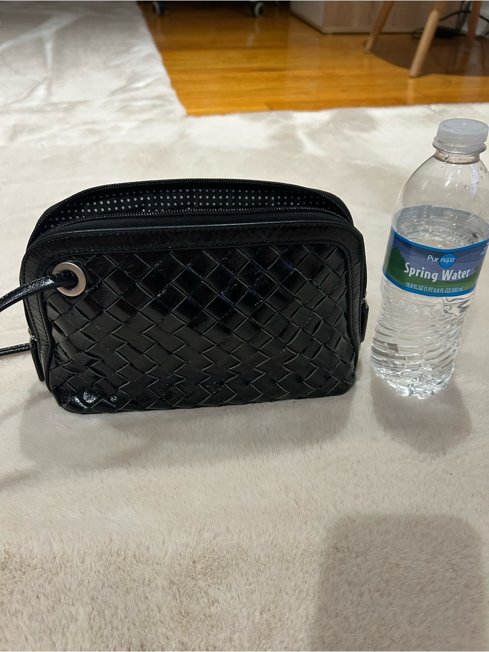 Black Woven Mini Wristlet Bag
